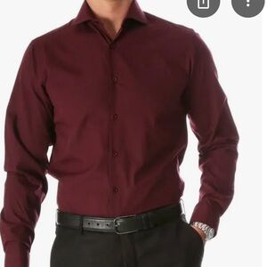Mens long sleeve button up shirt. Maroon Dark Red Daniel‎ Gray Size 15 1/2 32/33